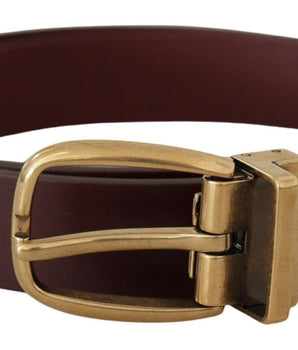 Dolce & Gabbana Brown Leather Classic Gold Metal Buckle Belt