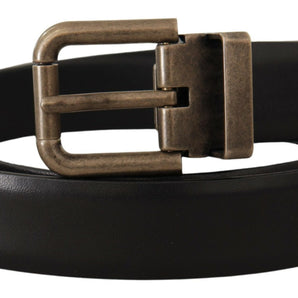 Dolce &amp; Gabbana Elegant Black Calf Leather Belt