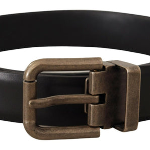 Dolce &amp; Gabbana Elegant Black Calf Leather Belt