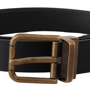 Dolce &amp; Gabbana Elegant Black Leather Belt with Vintage Buckle