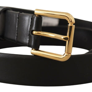 Dolce &amp; Gabbana Elegant Leather Belt with Metal Buckle