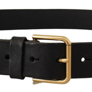 Dolce & Gabbana Elegant Black Leather Belt with Metal Buckle