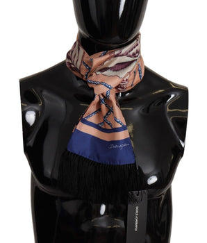 Dolce & Gabbana Multicolor Patterned Seashell DG Logo Shawl Fringe Scarf