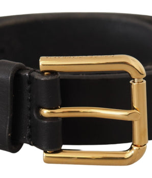 Dolce & Gabbana Brown Classic Leather Gold Metal Buckle Belt
