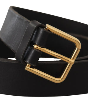 Dolce & Gabbana Brown Gold Metal Logo Buckle Calf Leather Belt