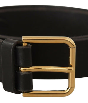 Dolce & Gabbana Brown Gold Metal Logo Buckle Calf Leather Belt