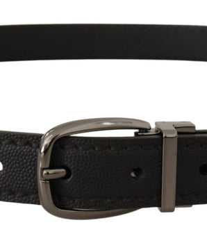 Dolce & Gabbana Black Leather Metal Logo Buckle Belt
