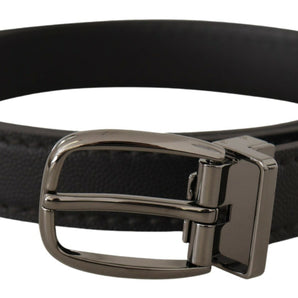 Dolce &amp; Gabbana Elegant Black Leather Belt with Metal Buckle