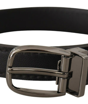 Dolce & Gabbana Black Leather Metal Logo Buckle Belt