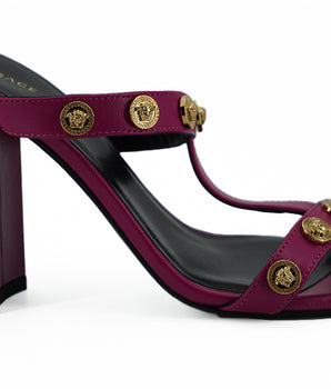 Versace Purple Calf Leather High Heel Sandals