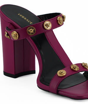 Versace Purple Calf Leather High Heel Sandals