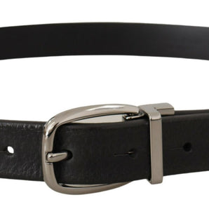 Dolce &amp; Gabbana Elegant Black Leather Belt with Metal Buckle