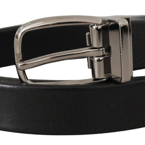 Dolce & Gabbana Elegant Black Leather Belt with Metal Buckle