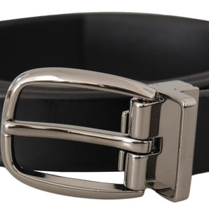 Dolce & Gabbana Elegant Black Leather Belt with Metal Buckle