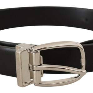 Dolce & Gabbana Elegant Black Leather Belt with Metal Buckle