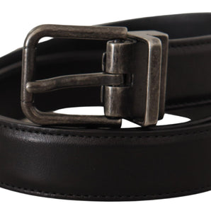 Dolce &amp; Gabbana Elegant Black Leather Belt with Metal Buckle