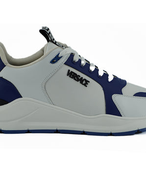 Versace Blue and White Calf Leather Sneakers