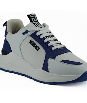 Versace Blue and White Calf Leather Sneakers