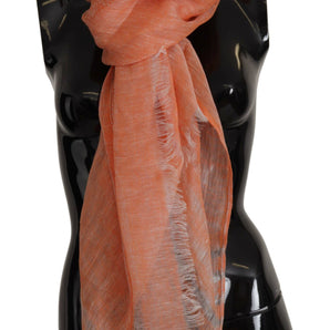 Malo Elegant Orange Linen Shawl Wrap Scarf