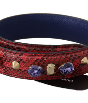 Dolce & Gabbana Red Exotic Leather Crystals Bag Shoulder Strap