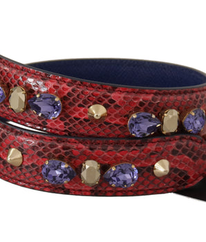Dolce & Gabbana Red Exotic Leather Crystals Bag Shoulder Strap
