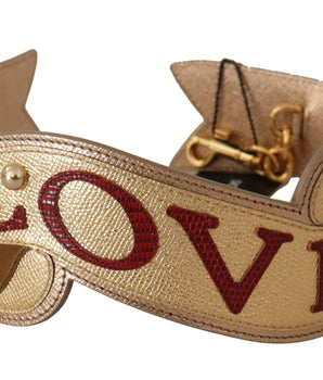 Dolce & Gabbana Gold Leather LOVE Patch Bag Shoulder Strap