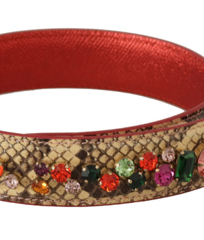 Dolce & Gabbana Beige Exotic Leather Crystals Shoulder Strap