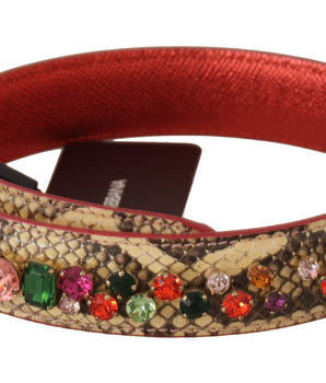 Dolce & Gabbana Beige Exotic Leather Crystals Shoulder Strap