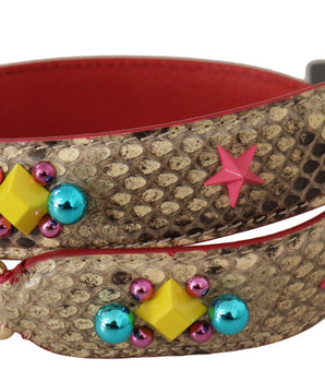 Dolce &amp; Gabbana Beige Python Leather Crystals Shoulder Strap