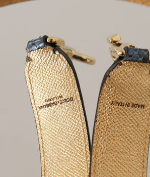 Dolce & Gabbana Blue Exotic Leather Crystals Shoulder Strap