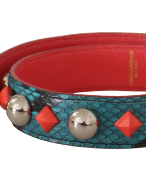 Dolce & Gabbana Green Crystals Leather Bag Shoulder Strap