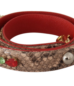 Dolce & Gabbana Brown Python Leather Crystals Shoulder Strap