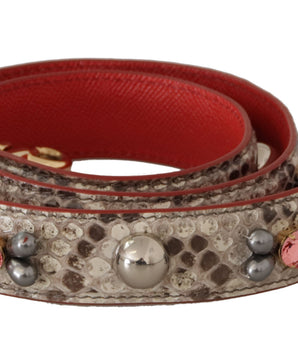 Dolce & Gabbana Beige Exotic Leather Studded Shoulder Strap