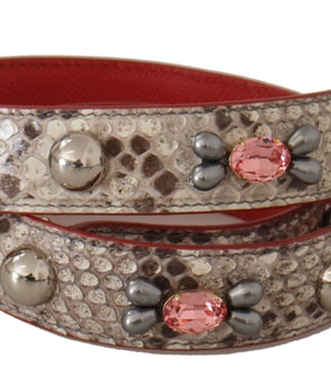 Dolce & Gabbana Beige Exotic Leather Studded Shoulder Strap