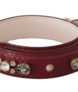 Dolce & Gabbana Bordeaux Leather Crystals Bag Shoulder Strap