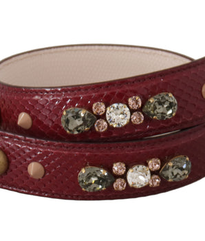 Dolce & Gabbana Bordeaux Leather Crystals Bag Shoulder Strap