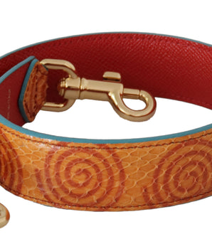 Dolce & Gabbana Orange Leather Swirl Print Bag Shoulder Strap