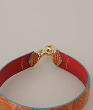 Dolce & Gabbana Orange Leather Swirl Print Bag Shoulder Strap