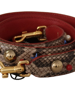 Dolce & Gabbana Brown Python Leather Studded Shoulder Strap