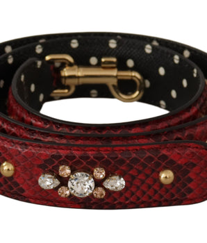 Dolce & Gabbana Red Python Leather Crystals Reversible Shoulder Strap