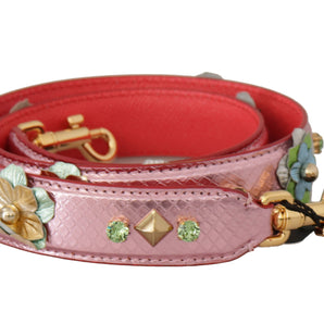 Dolce &amp; Gabbana Elegant Metallic Pink Leather Shoulder Strap