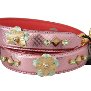 Dolce &amp; Gabbana Elegant Metallic Pink Leather Shoulder Strap