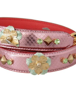 Dolce &amp; Gabbana Elegante bandolera de piel rosa metalizada
