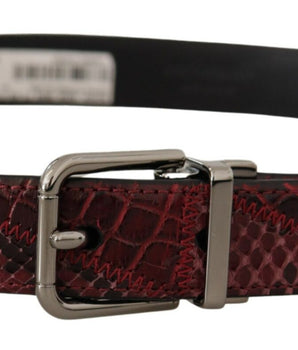 Dolce & Gabbana Red Exotic Leather Metal Logo Buckle Belt