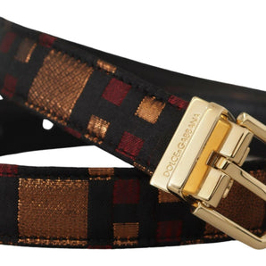 Dolce &amp; Gabbana Multicolor Leather Belt with Gold Buckle