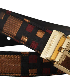 Dolce & Gabbana Multicolor Leather Jacquard Gold Metal Buckle Belt
