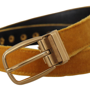 Dolce & Gabbana Elegant Velvet Gold Buckle Women's Belt