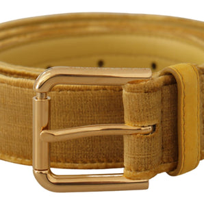 Dolce &amp; Gabbana Elegant Velvet Designer Gold-Buckled Belt