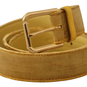 Dolce &amp; Gabbana Elegant Velvet Designer Gold-Buckled Belt