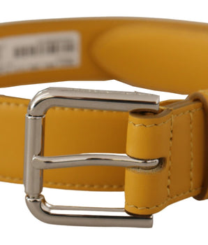 Dolce &amp; Gabbana Elegante Cinturón de Piel en Amarillo Sol